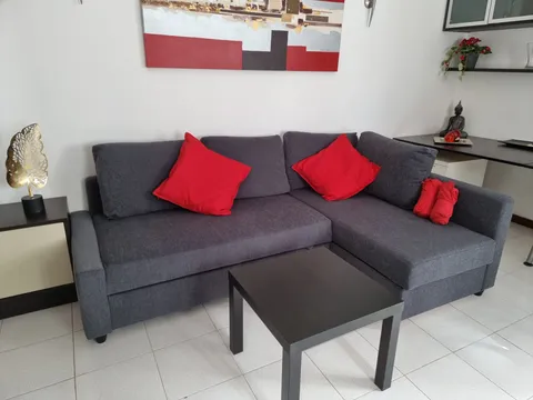 Bright living room with comfortable seating